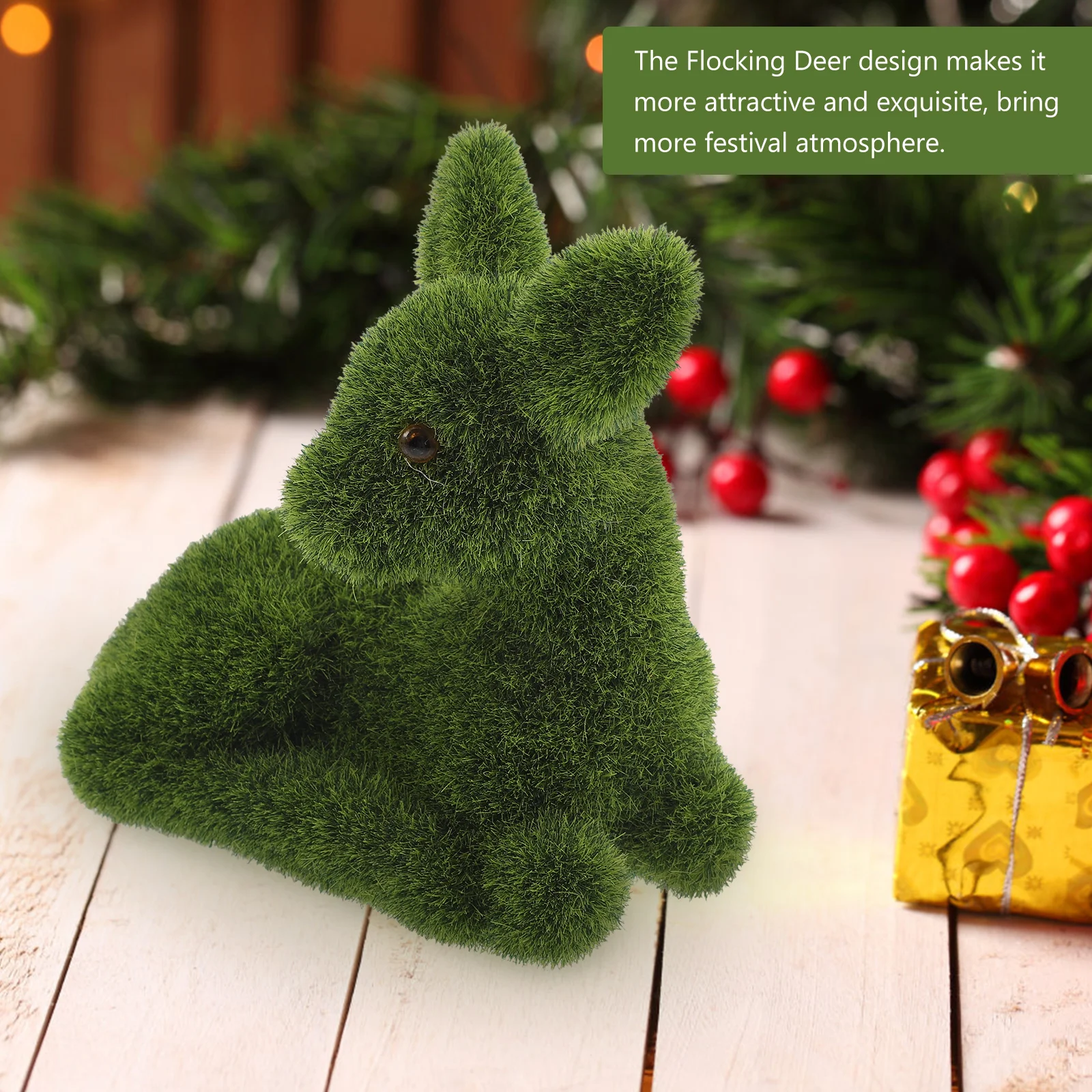 

Flocking Deer Ornament Green Artificial Small Deer Outdoor Garden Decoration Lawn Patio Flocked Animal Decor Festival Spring