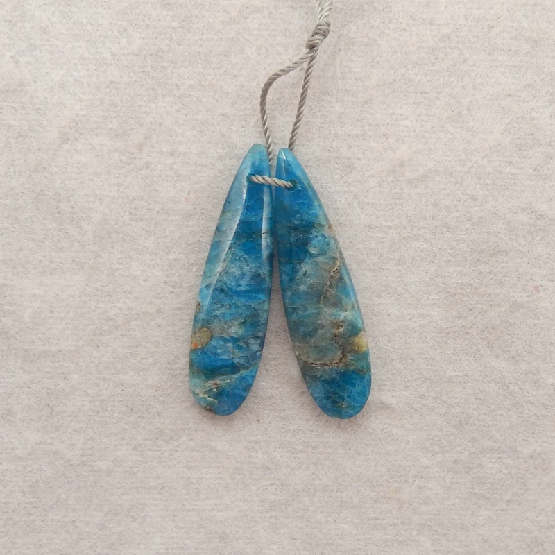 

Natural Blue Apatite Crystal Waterdrop Earrings Beads 32x9x4mm Fashion Jewelry DIY Making Accessories for Women 4g