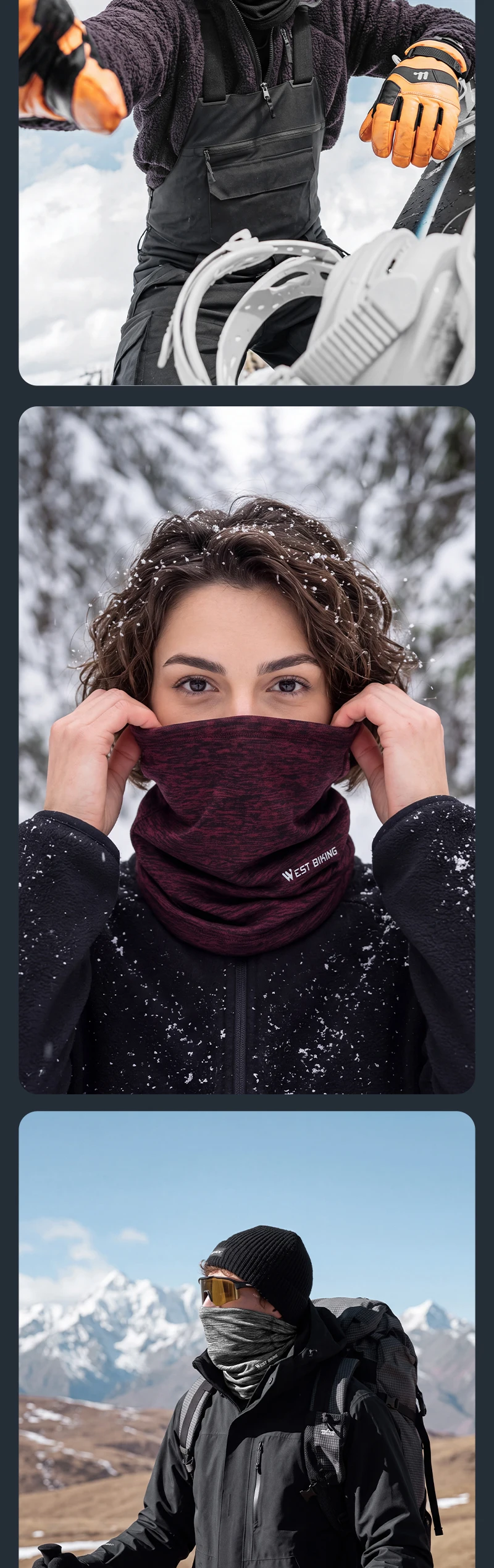 WEST RADFAHREN Winter Fleece Radfahren Schal Outdoor Winddicht Laufen Fahrrad Gesicht Abdeckung Männer Frauen Fahrrad Bandana Sport Headwear – Detail 9