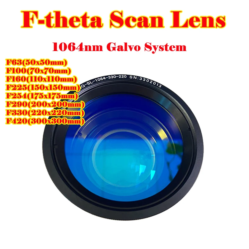 

LY Fiber Laser Field Lens 1064nm Focus Focal length 63-420mm Galvo System for Engraving Marking Machine Kit 50x50mm-300x300mm