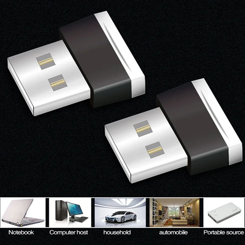 1Pc Mini USB LED Car Atmosphere Lights Car Decorative Lamp Emergency Lighting Universal PC Portable Plug and Play Car Light