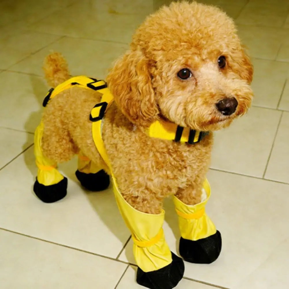 Waterproof Dog Rain Boots Adjustable Dirty-Proof Dog Suspender Boots Breathable Rubber Sole Pets Paws Protector Walking