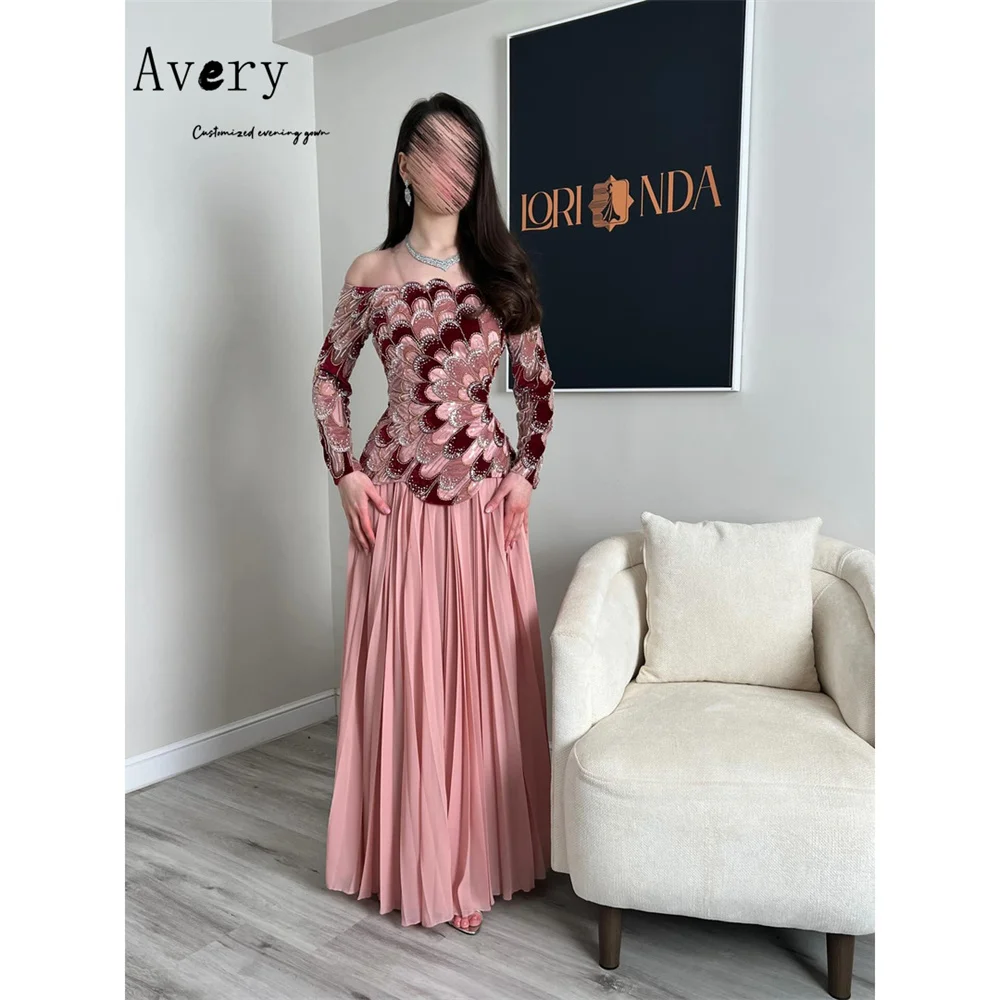 Avery Custom Embroidery A Thread Pink Off the Shoulder Elegant Evening Dresses for Woman Luxury Elegant Party Dresses 2026 Dress