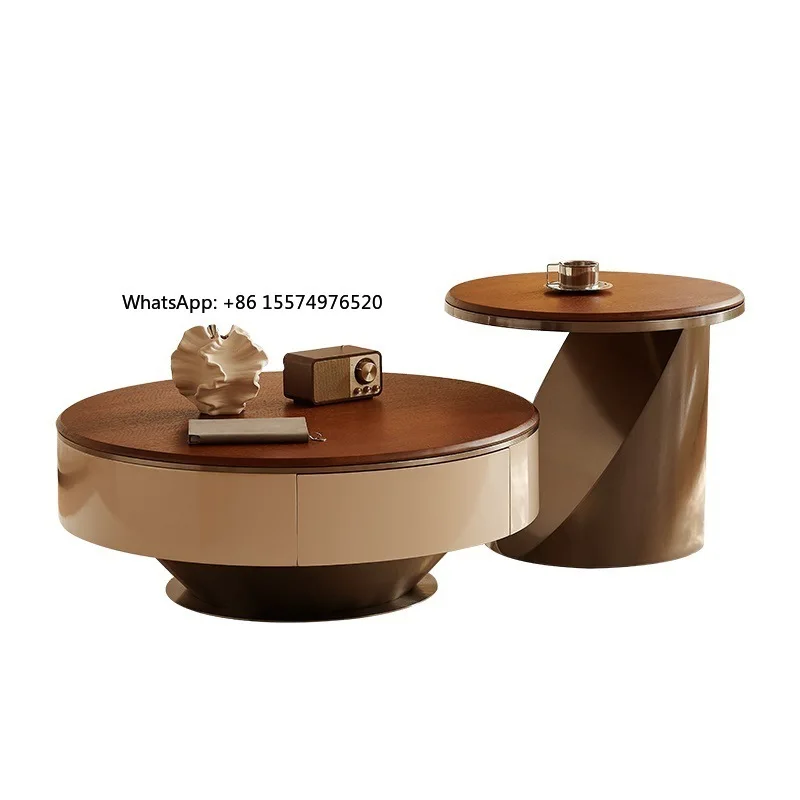 2026 Medieval walnut peninsula round coffee table combination modern simple light  living room home