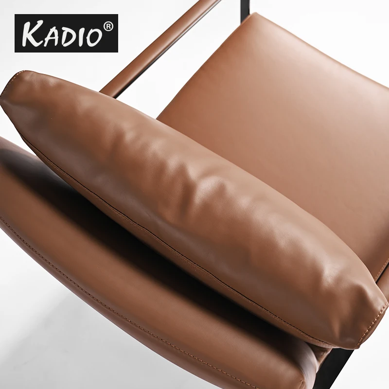 The first layer of cowhide + solid stainless steel foot leather lazy chair sofa leisure