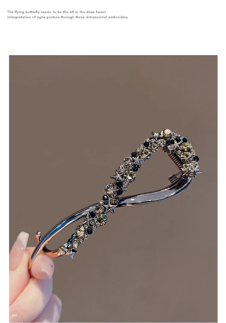 Mode Strass Banana Clip Haar Clips Elegante Unregelmäßige Frauen Haar Clip Mädchen Klaue Kopfschmuck Haar Zubehör Koreanische Haarnadel – Detail 6