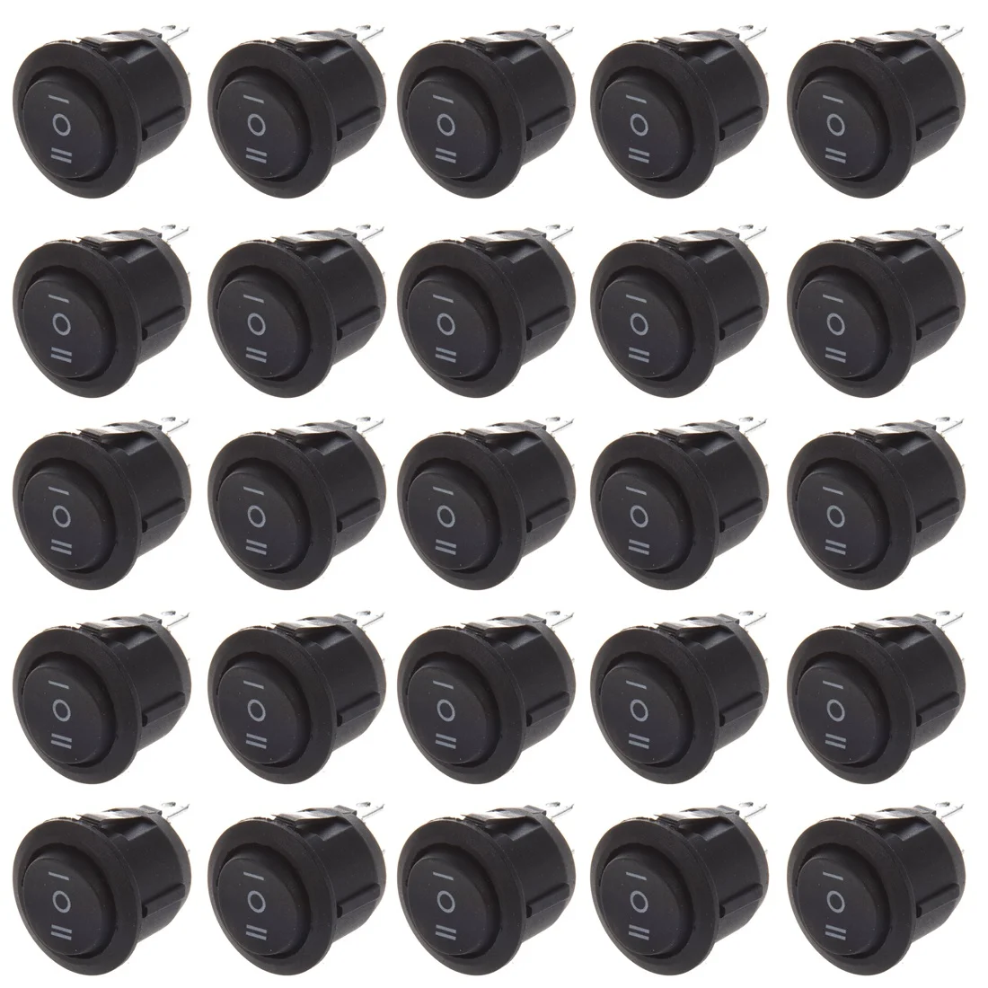 200 Pcs X ON/OFF/ON 3 Position SPDT Round Boat Rocker Switch 6A/250V 10A/125V AC