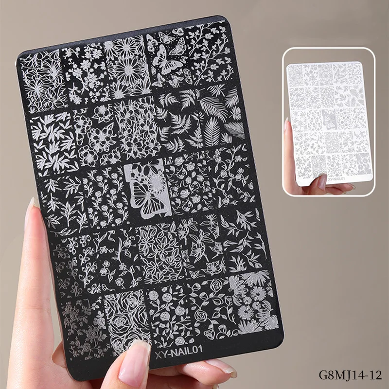 Multi-functional Nail Art Stamping Plate, Floral Butterfly Lace Firework Denim Pattern Transfer Template