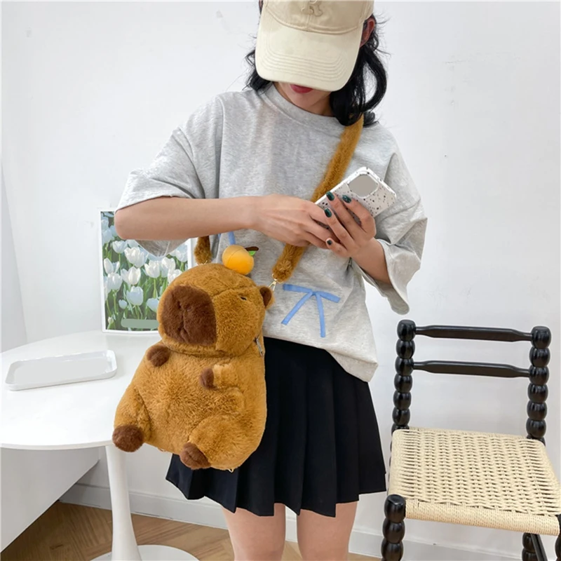 Capybara-Sac à dos en peluche pour enfants, sac en fourrure de beurre, mini sac à dos initié, mode Kawaii