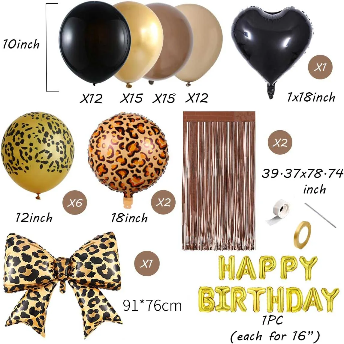 Leopard Print Balloon Garland Kit with Bow & Happy Birthday Banner for Wild One Party Decoration Theme Party Balloon Decoration view 5