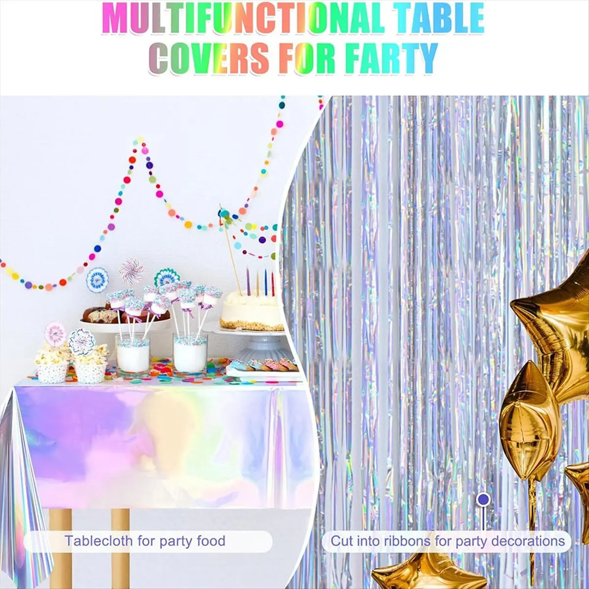 ABPP 10 Pack Colorful Laser Tablecloth, Holographic Table Cloth, 54 X 108 Inch Rectangle Disco Table Cloth,Glitter Tablecloth