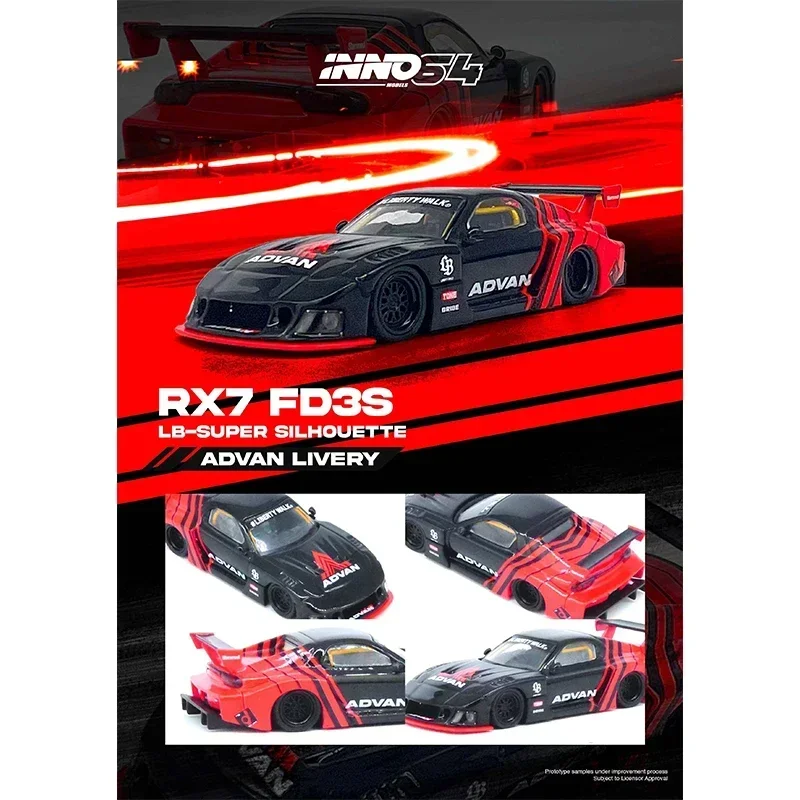 

INNO In Stock 1:64 LBWK RX7 FD3S LB Super Silhouette Advan Livery Diecast Diorama Car Model Collection Miniature Toys