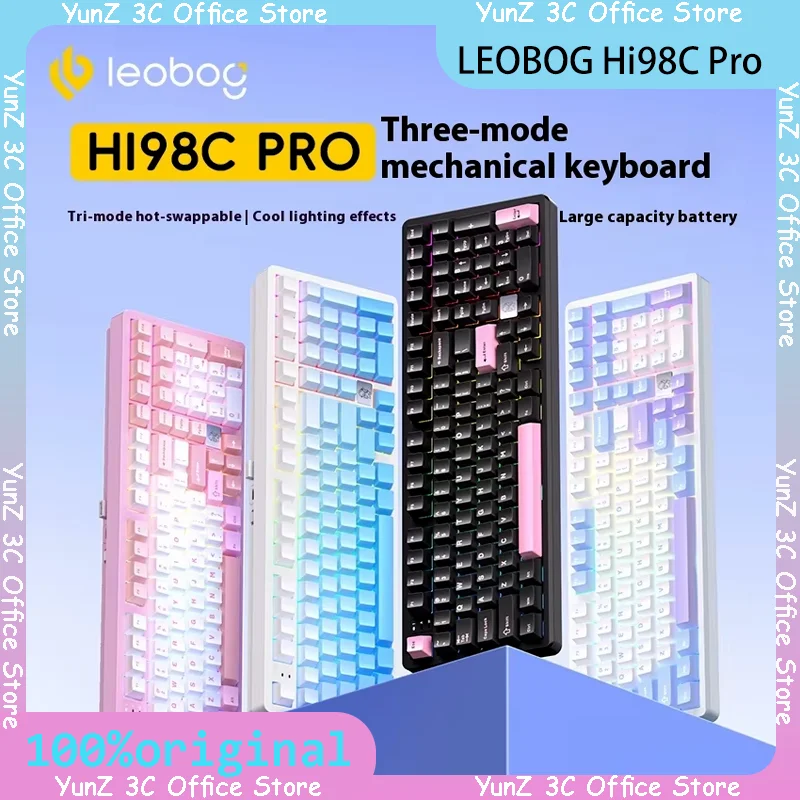 

LEOBOG Hi98C pro Механическая клавиатура 2,4G Bluetooth Беспроводная 3-режимная настраиваемая игровая клавиатура с колпачками из ПБТ для компьютера