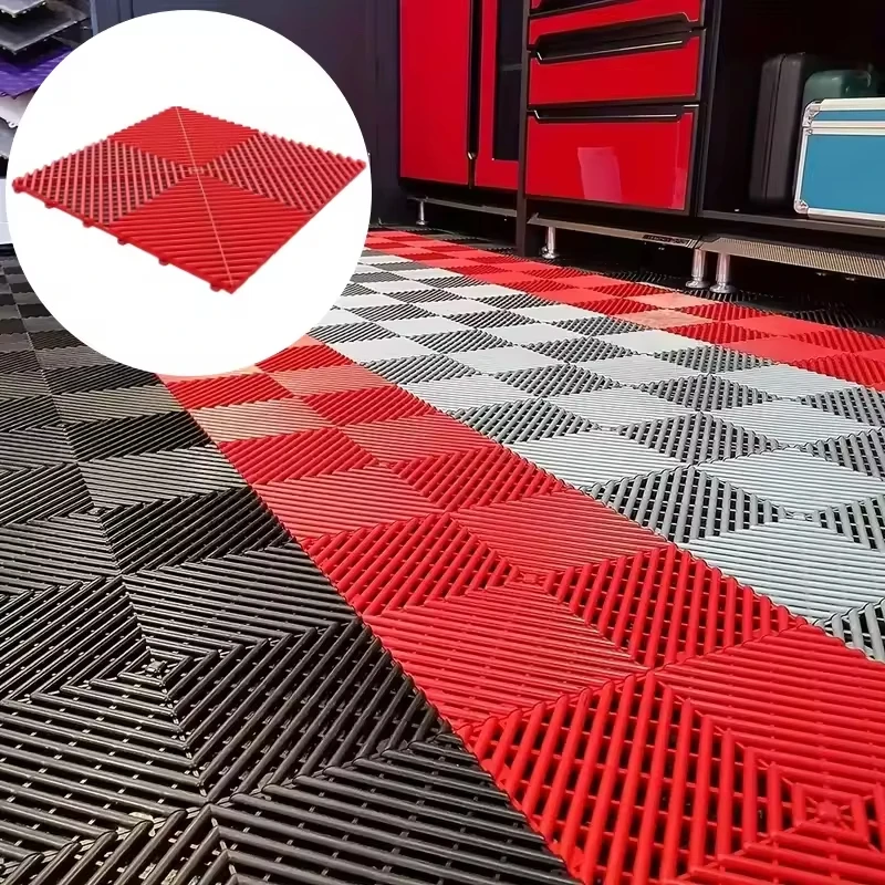 400*400*18mm Anti Slip Pp Interlocking Garage Floor Tiles Plastic Interlocking Floor Mats For Car Wash