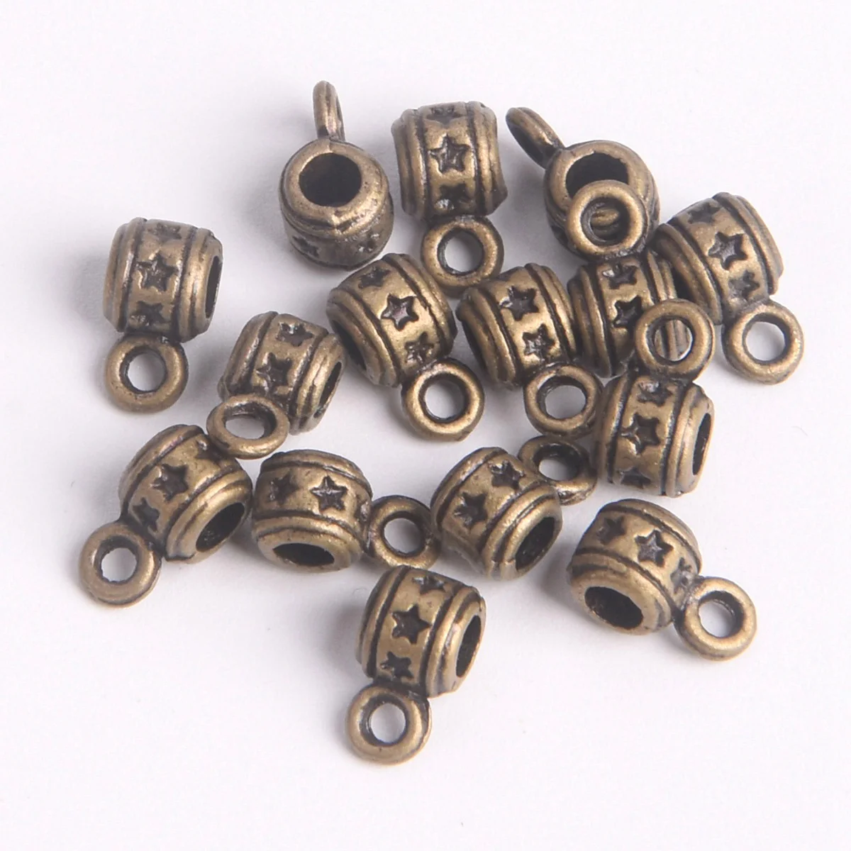 

50pcs 9x5mm Antique Bronze Metal Beads Bails Pendants For Jewelry Making DIY Bracelet Findings