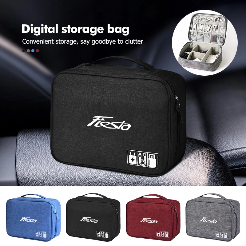 For Ford Car Multi-Use Digital Storage Bag Data Cable Tool Organizer Fiesta mk7 mk5 mk8 mk4 mk6 1995-2011 2012 2013-2023