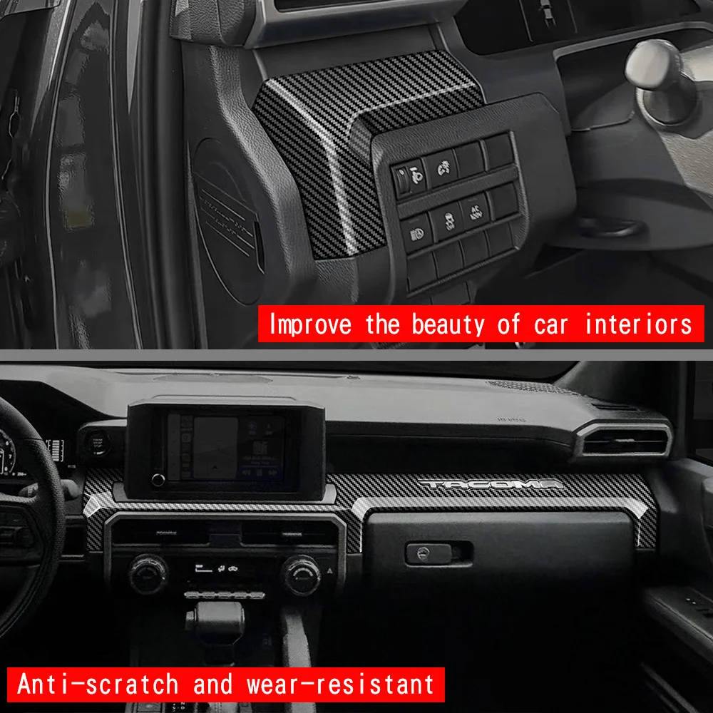 Koolstofvezel ABS Interieur Dashboard Middenconsole Streep AC Air Vent Outlet Cover Trim Fit voor Toyota Tacoma 2024 2025