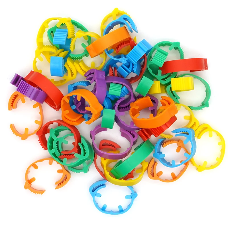 30PCS/50PCS Adjustable Chicken Foot Rings 6 Colors Inner Diameter Size 2~2.4cm Chicken Poultry Flexible Retractable Foot Rings