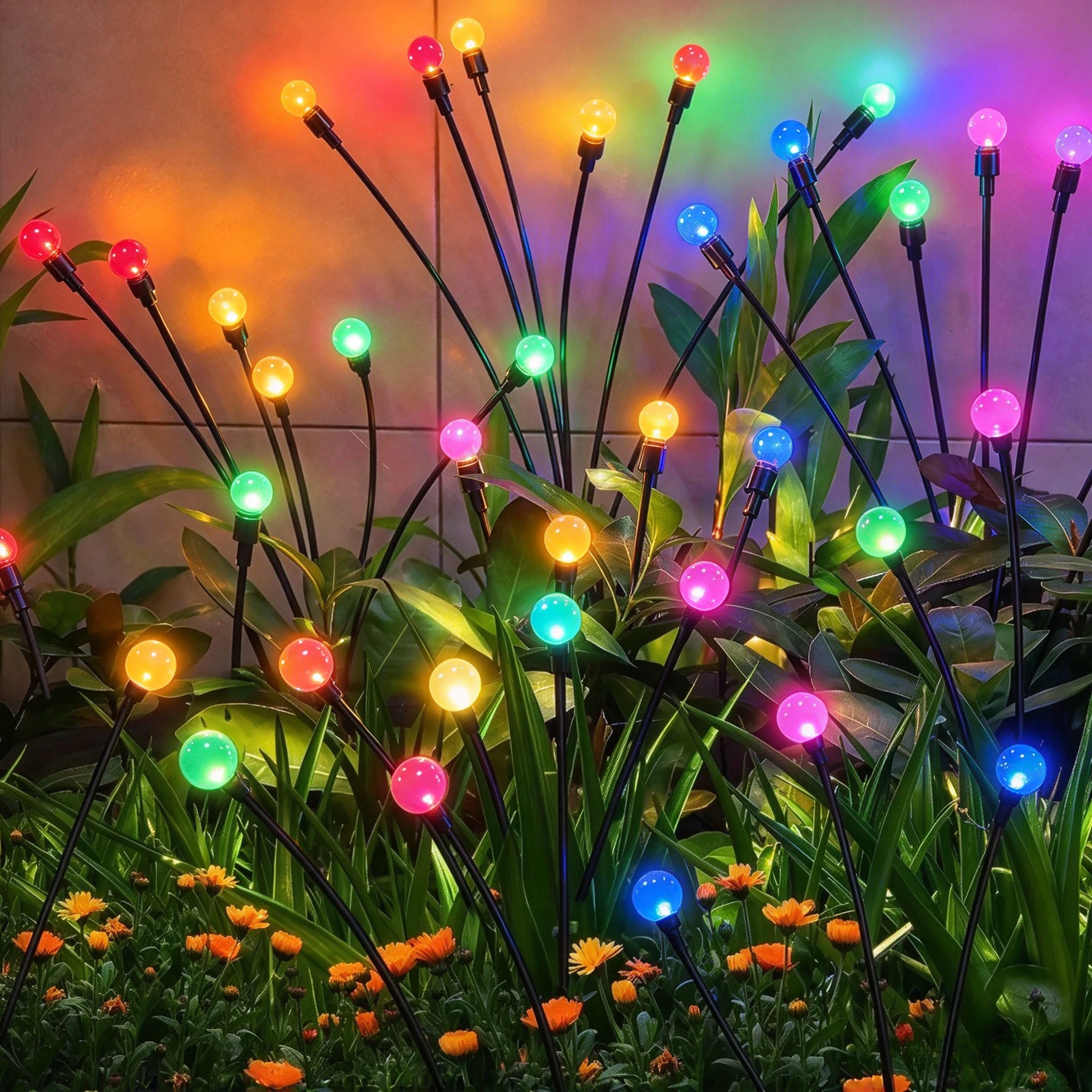 Solar Outdoor Pathway Light Waterproof Swaying Firefly Lamp LED Garden Decor Christmas Lights