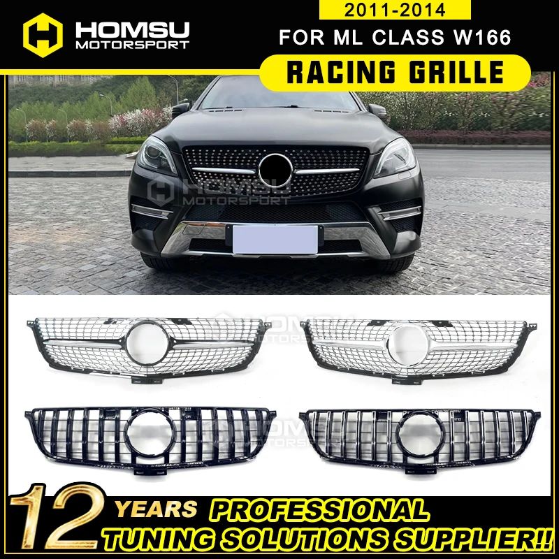 2011-2014 Maglia paraurti anteriore per ML Classe W166 Griglia diamantata Car Styling Classe ML W166 Griglia diamantata ML Griglia W166 Griglia