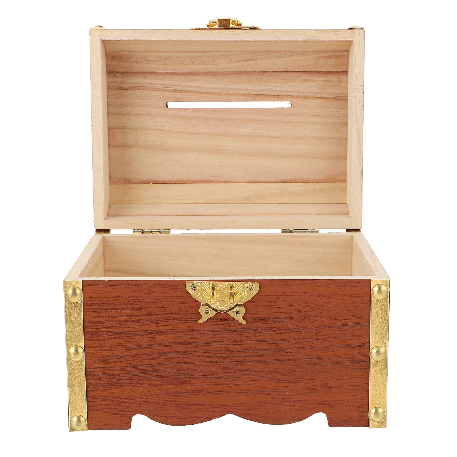 

1Pc Wooden Box With Lock Elegant Wood Money Bank For Home Decor Gift Storage