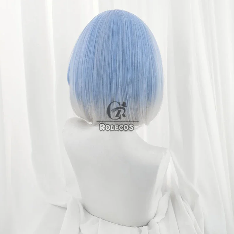 CosplayROLECOS Irelia تأثيري الباروكات Porcelai Irelia 35 سنتيمتر قصيرة مستقيم الضوء الأزرق مختلط رمادي شعر مستعار مقاومة للحرارة الشعر الاصطناعية