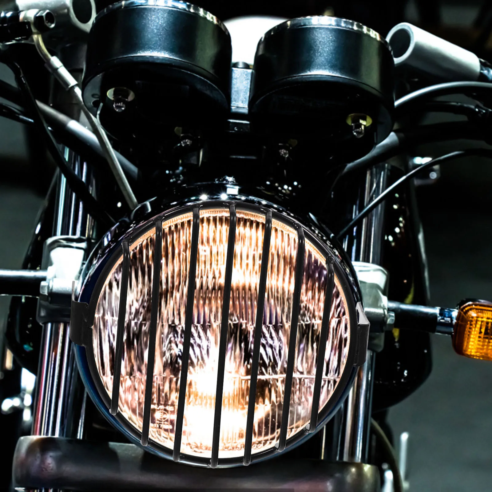 

Motorcycle Headlight Cover Classic Style Metal Mesh Guard Protective Grill Guard Replacement Headlight Protector for Motorbike
