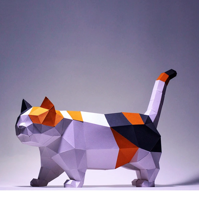 

3D Paper Model Handmade 55cm Cat DIY Papercraft Home Decor Desk Decoration Puzzles Educational DIY Kids Toys Gift