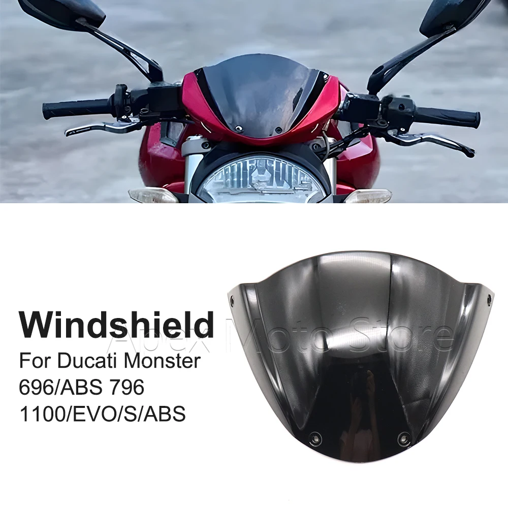 

Motorcycle Accessories Windshield Windscreen Wind Screen Deflectors For Ducati Monster 696 ABS 796 1100 EVO S ABS 2008-2014