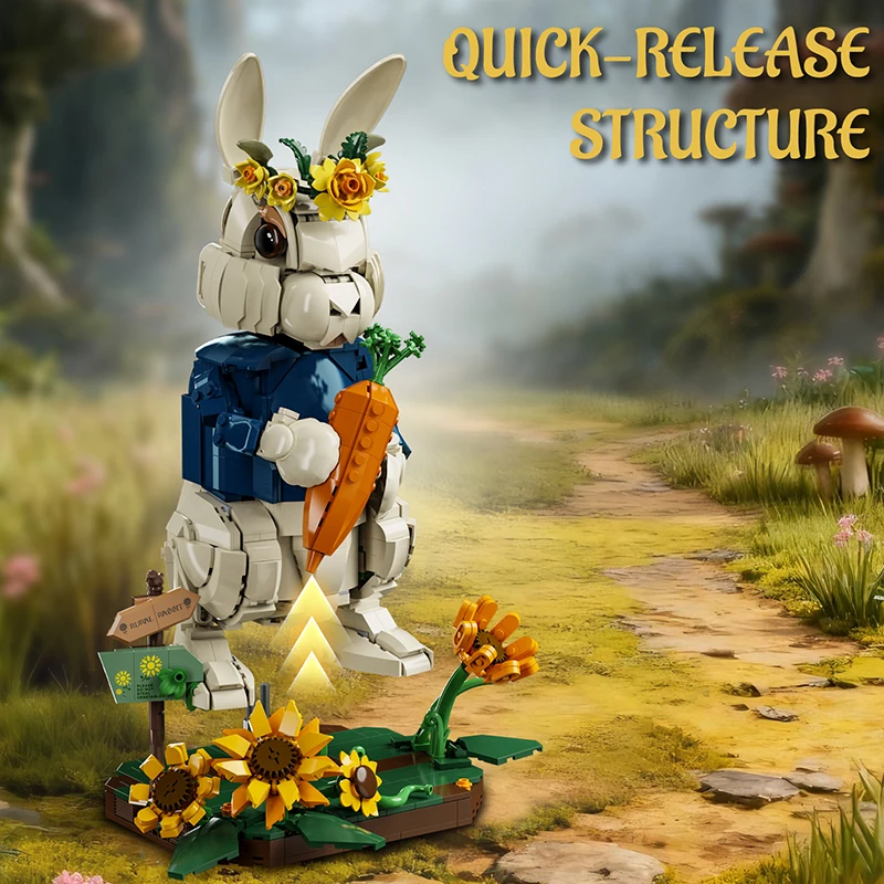 Pastoral Rabbit Educational Building Toy Desktop Creative Ornament Building Blocks Model Assembly Kids Adult Birthday Gift