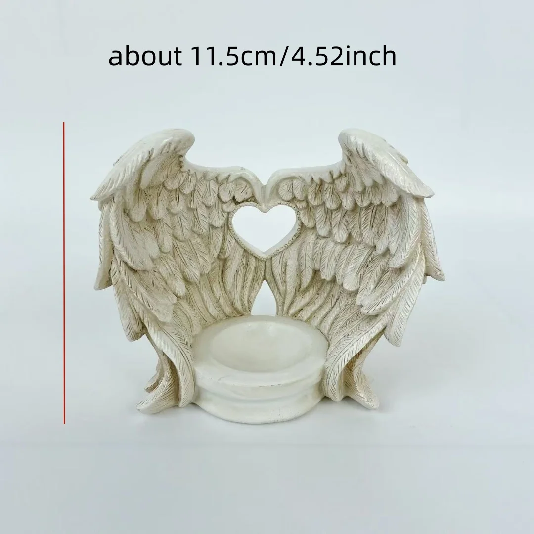1pc Heart-shaped Feather Crystal Ball Base, Angel Wing Crystal Ball Support, Mineral Label Raw Stone Base, Resin Process