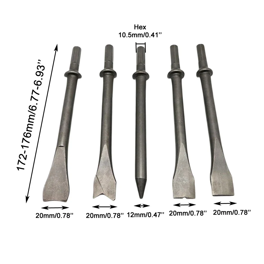 

1pc 175mm Air Hammer Chisel Set Hexagonal Shank Heavy Duty Air Chisel Head Bit For Tile Removal Cutting Pneumatic Chisel