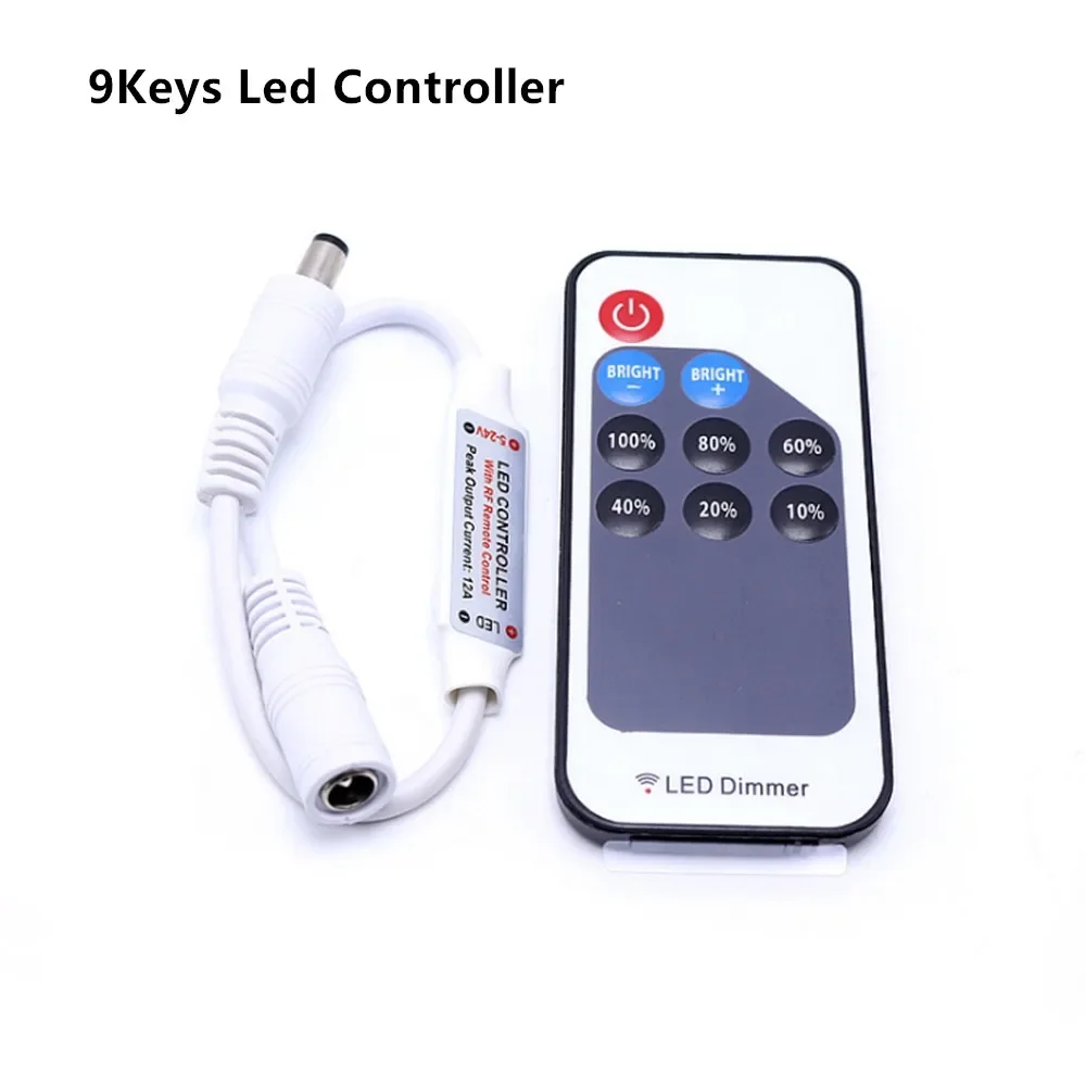 

DHL, 50 шт., 9 клавиш, одноцветный светодиодный контроллер с пультом дистанционного управления, DC5-24V для одноцветной светодиодной ленты