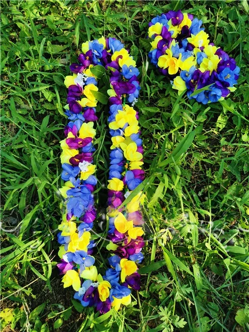 Hula Dance Performance Hawaiian Lei Set Strand Blumen Stirnband Handgefertigter Arsch Rock Tanz Requisiten Authentische Insel Sle