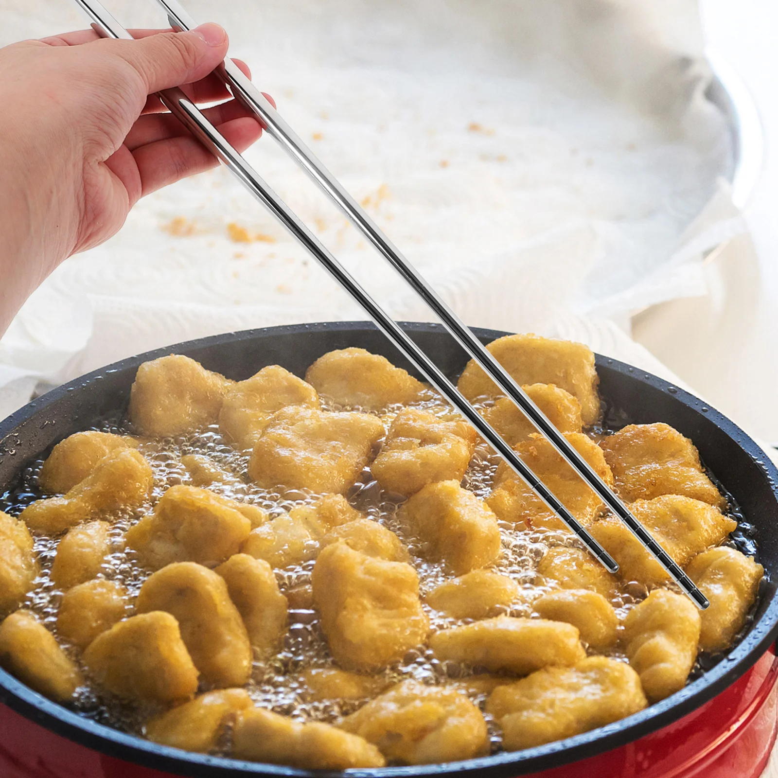 

1 Pair 45Cm Stainless Steel Chopsticks Long Rust-Resistant Cooking Eating Hot Pot Frying Noodles Dishwasher Safe