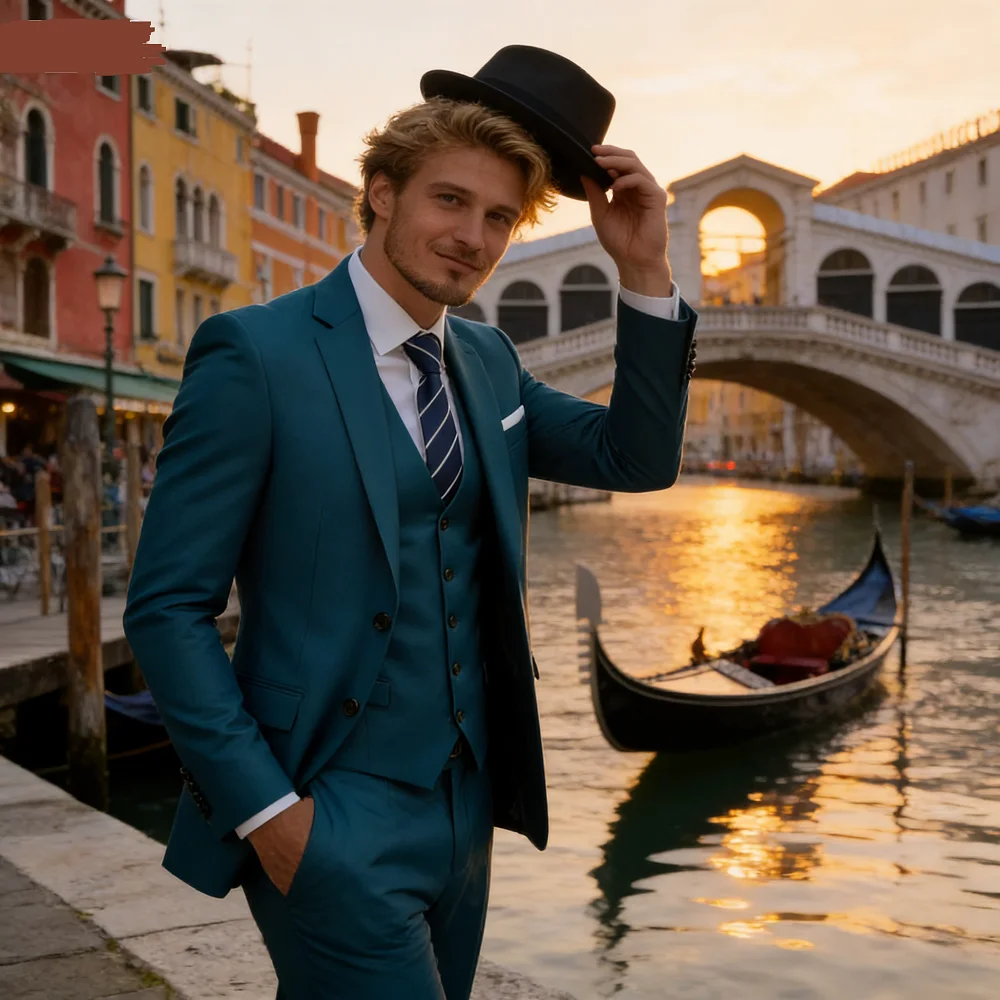 

Men's American Size Terno (Blazer + Vest + Pants) Business Style British Solid Color Casual Banquet Host Wedding Suit