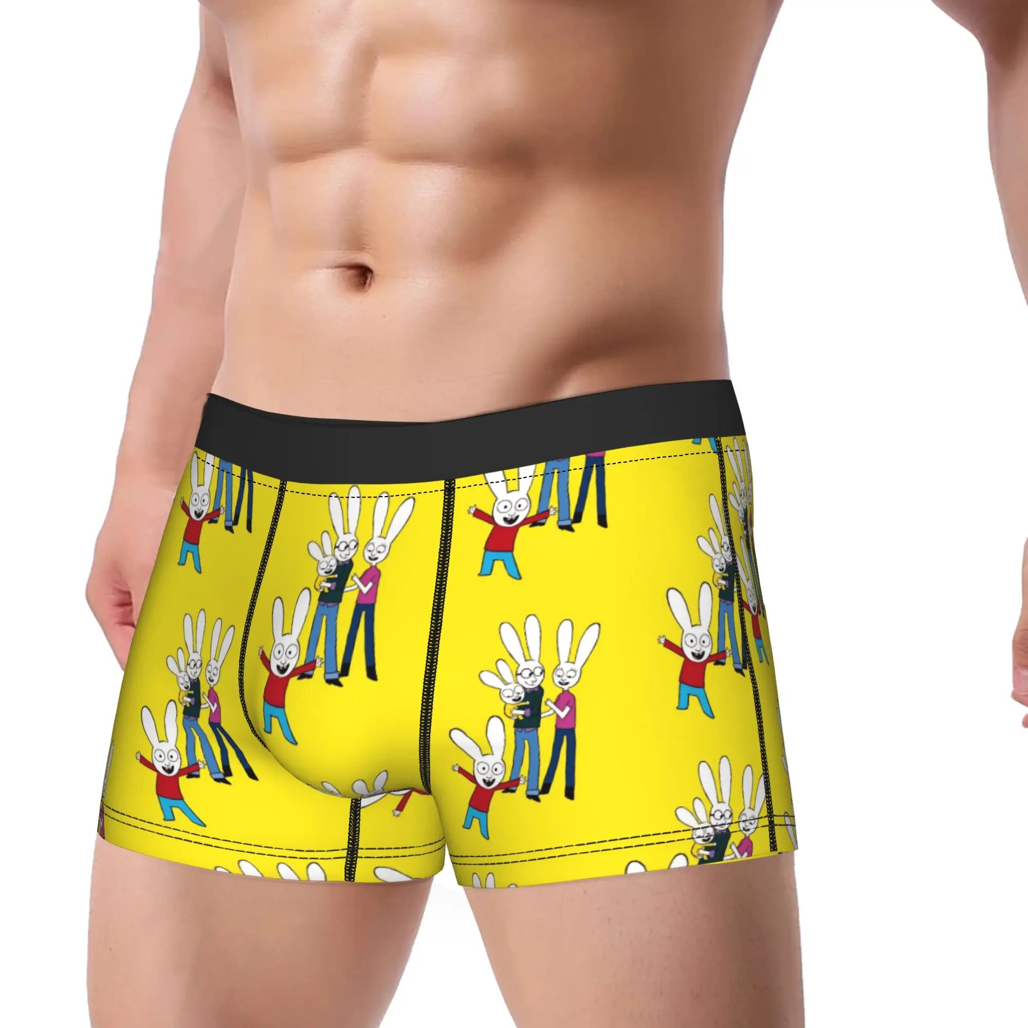 Simons Rabbit Man Underwear French Cartoon Boxer Briefs Shorts Panties Novelty Soft Underpants for Male S-XXL