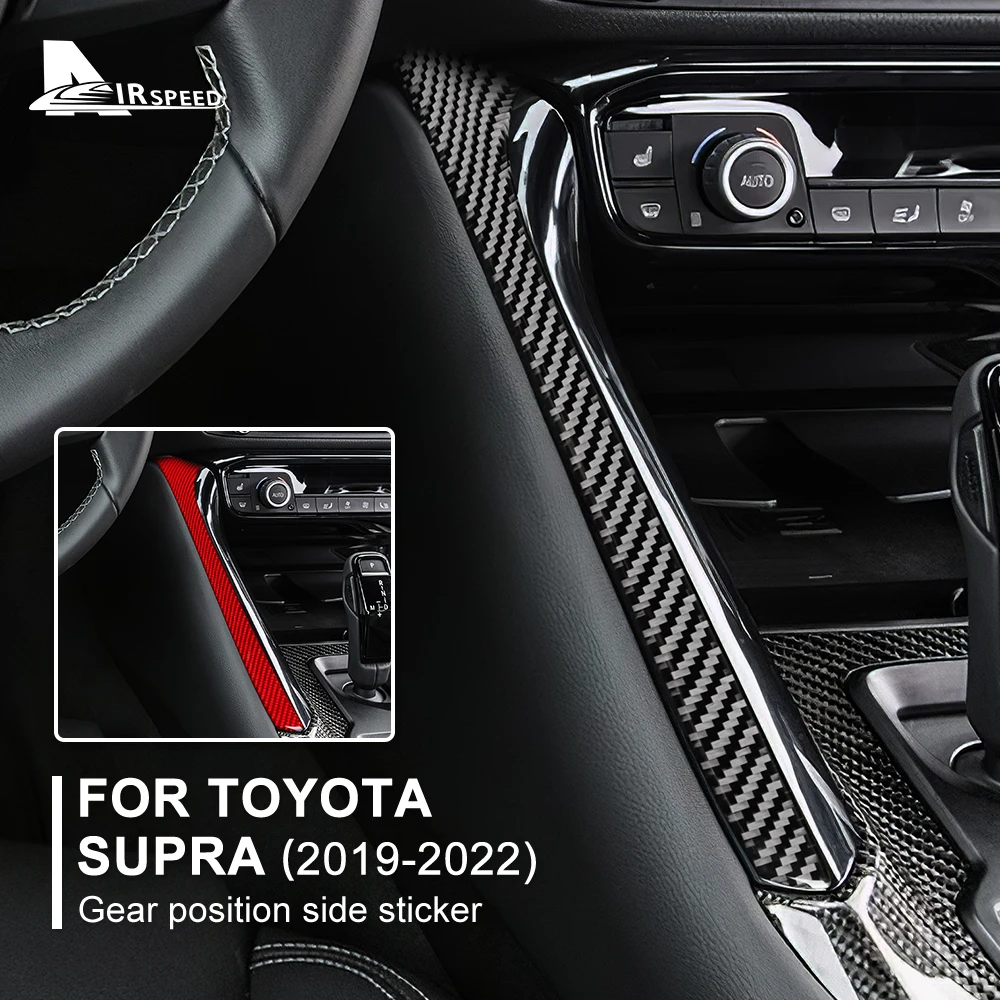 Real Carbon Fiber Cover For Toyota Supra GR A90 A91 MK5 2019-2022 Car Gear Side Strip Sticker Interior Trim Auto Accessories