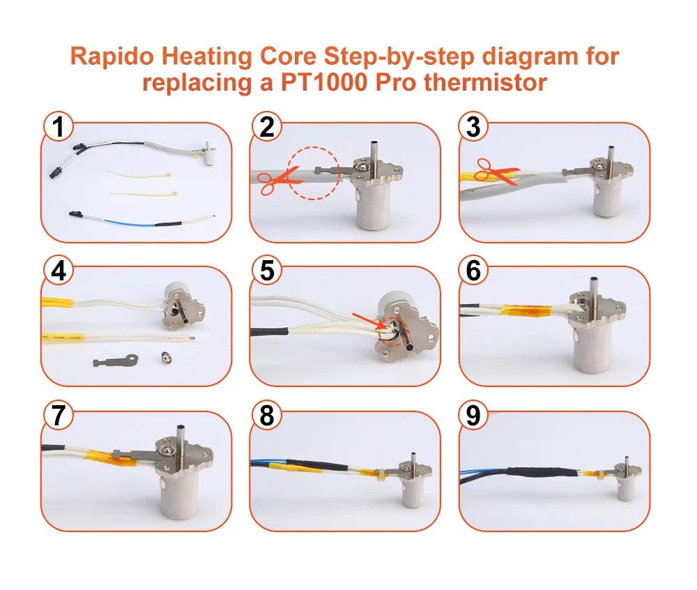 Trianglelab PT1000 Pro Bare Thermistor-Kartusche Hochtemperatur 450°C für Rapido Hotend TCHC Kit CHC Pro TR6 TD6 HOTEND – Detail 36