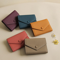PU Leather Small Women Wallet Tifold Luxury Envelope Card Holder Purse Multipurpose Zip Coin Cowhide Short Lady Wallet