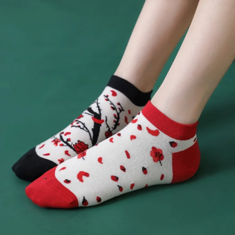 2024 New Original Women's Socks Fashion Cute Cartoon Animal Cotton Socks Woman AB Tide Ankle Socks for Spring Summer School