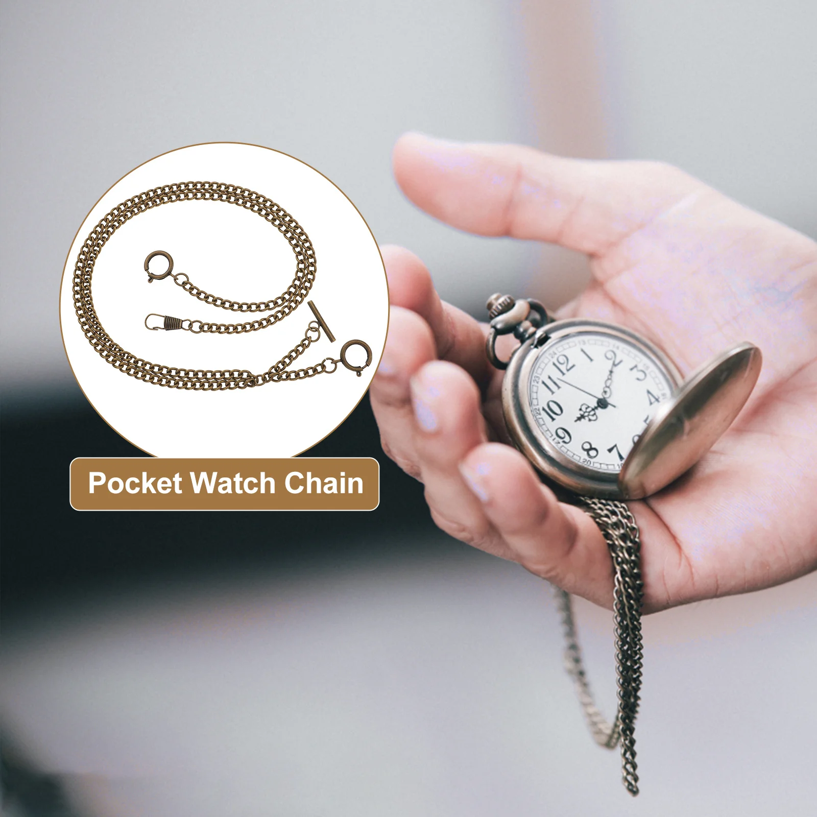 

2Pcs Metal Pocket Watch Chain Vintage Secure Design for Waistcoat Wallet DIY Clothing Accessories 44cm Pocket Watch Charm