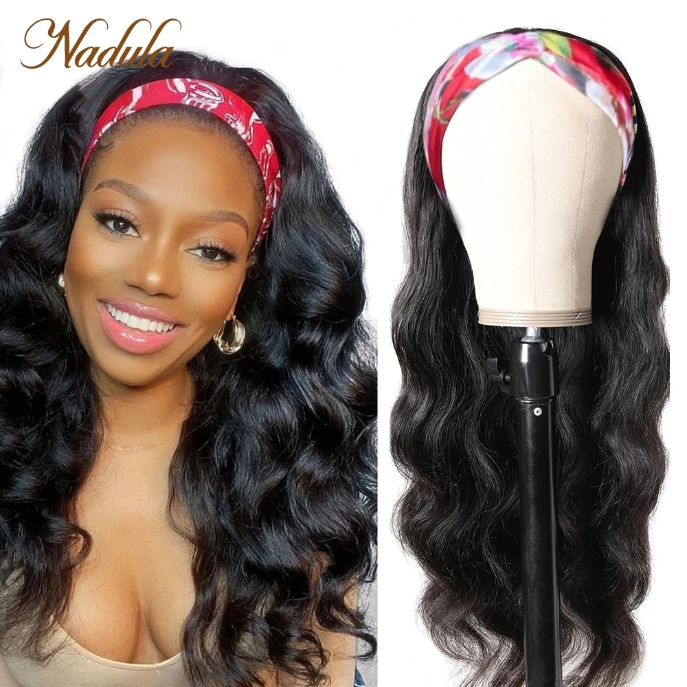 Nadula Human Hair Headband Wigs 8-26inch Body Wave Human Hair Wigs With Headband Brazilian Hair Headband Wigs for Black Women