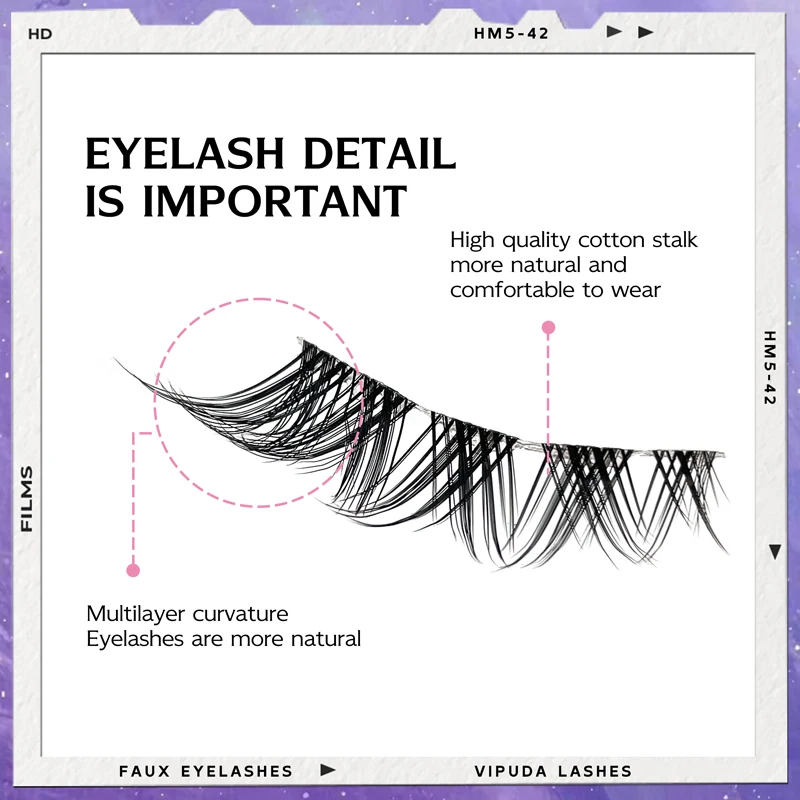 Faux Mink Cílios Extensão, Invisible Banda Lash, Maquiagem Natural suave, Winged End Eye, alongada, Cat Eye, 7 pares