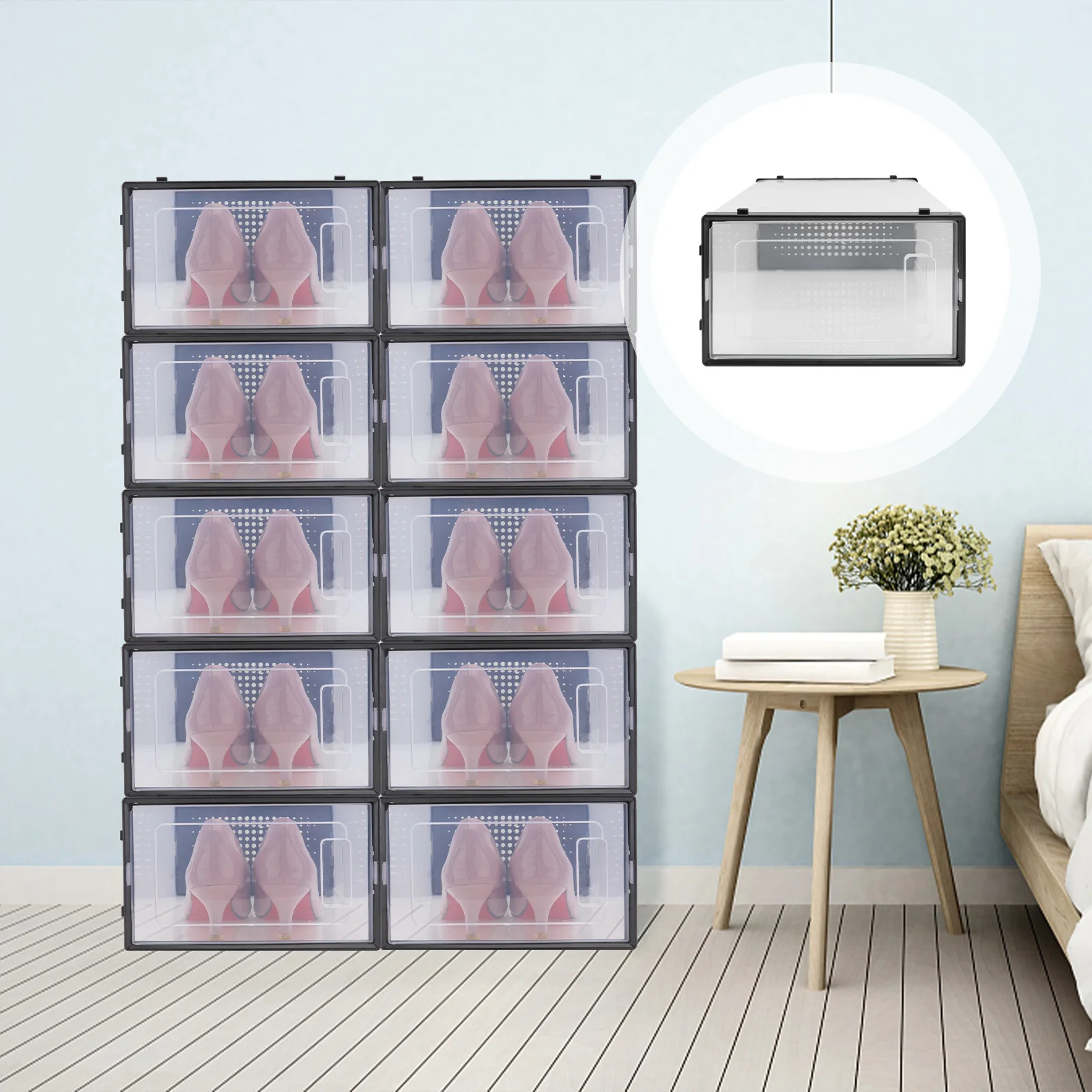 

1Pcs Transparent Shoes Storage Box Thickened Sturdy Shoe Organizer Household Shoe Case Clamshell Design Stackable Storage