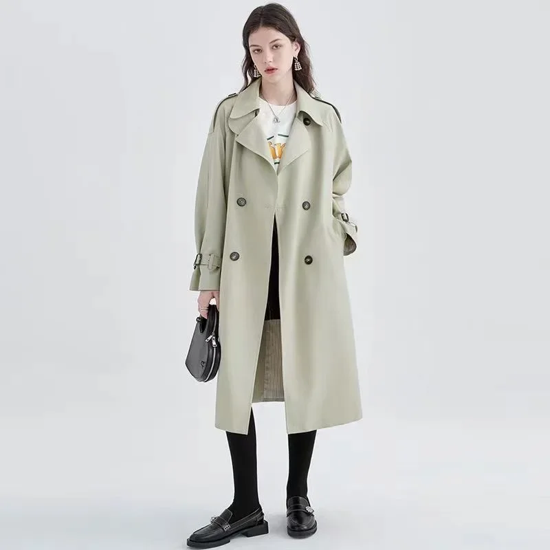 

Women's Mid-Length Coat Spring Autumn Style British Style Windbreaker Polyester Fiber Full Sleeve Flip