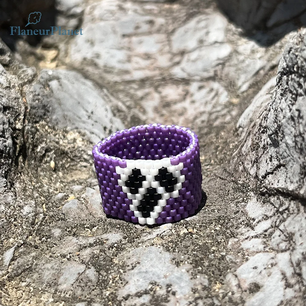 FlaneurPlanet Beaded Spooky Ghost Ring Halloween Themed Jewelry