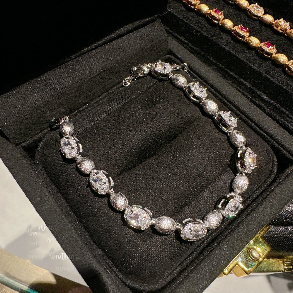 Vintage zircon colored gems red gem brushed bracelet luxury hand chain for women