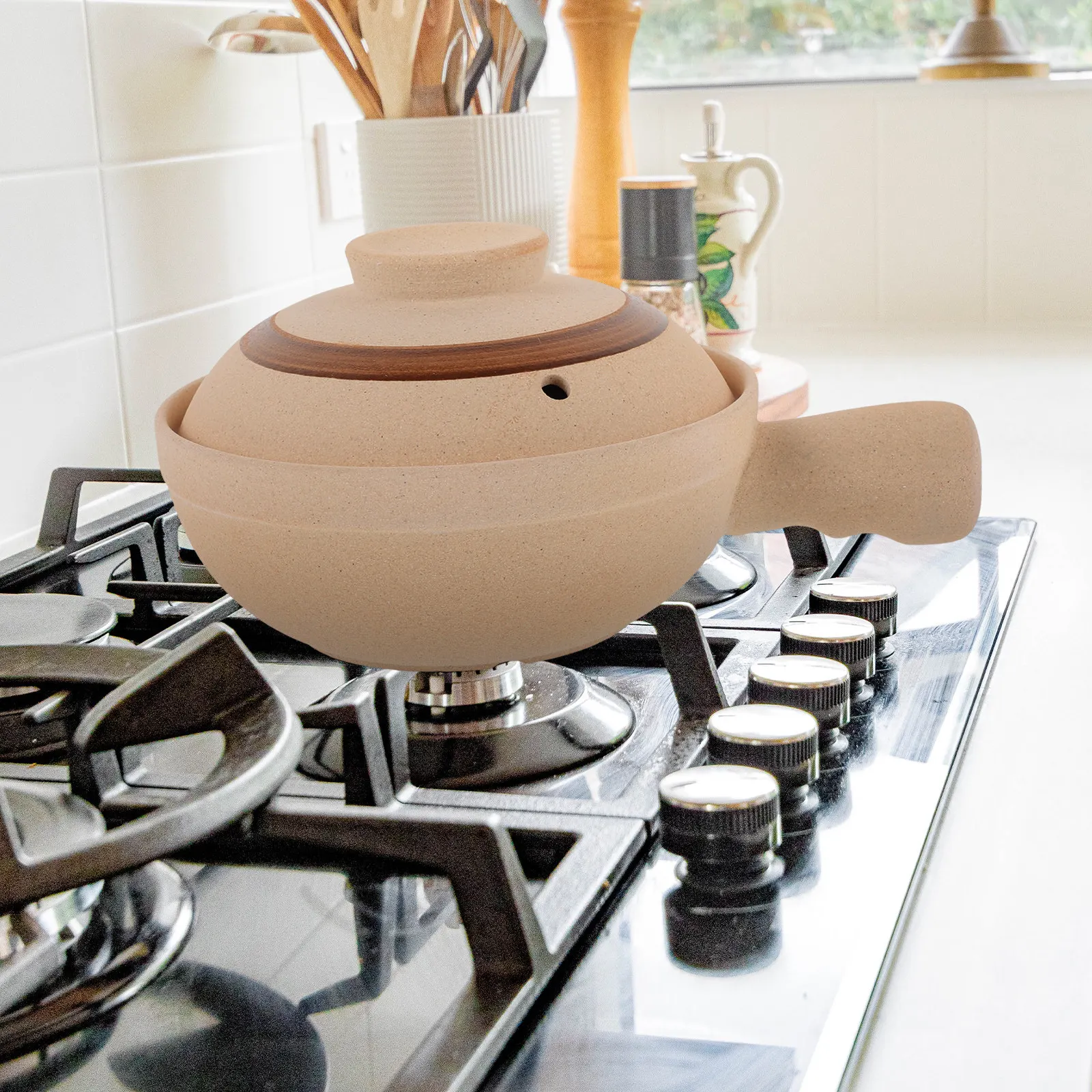 Olla Pequeña de Cerámica Antiadherente para Cocina Doméstica, Utensilio de Cocina con Asa Individual para Sopa, Arroz, Hot Pot, Estofado, Cacerola Doméstica