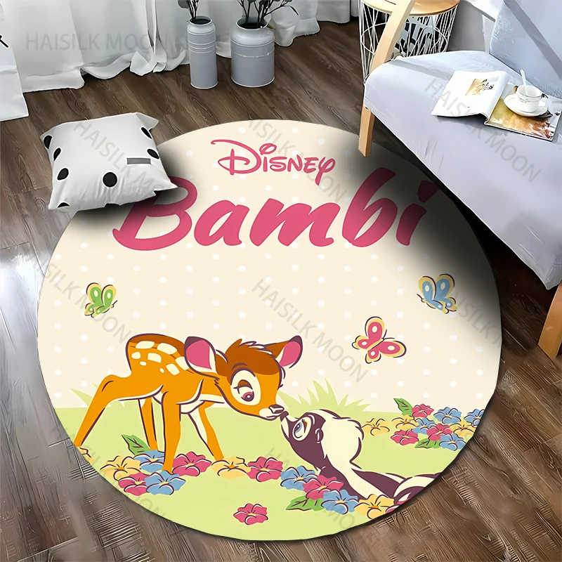 Disney Bambi Fawn Round Rug,Carpets for Living Room Chair Decoration,Children's Play Crawling Soft Non-slip Floor Mat